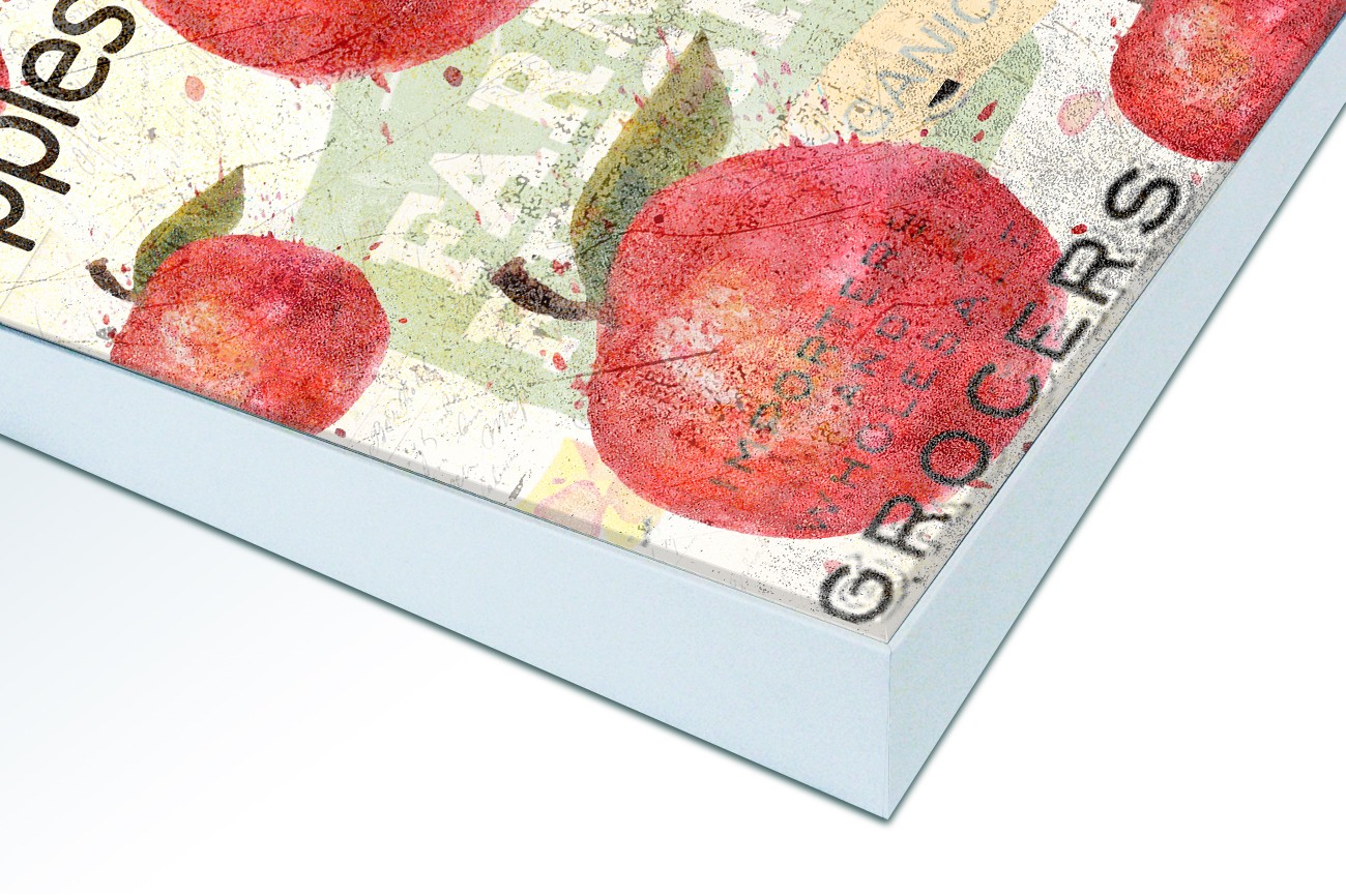 Close up textieldoek in frame gemonteerd wit