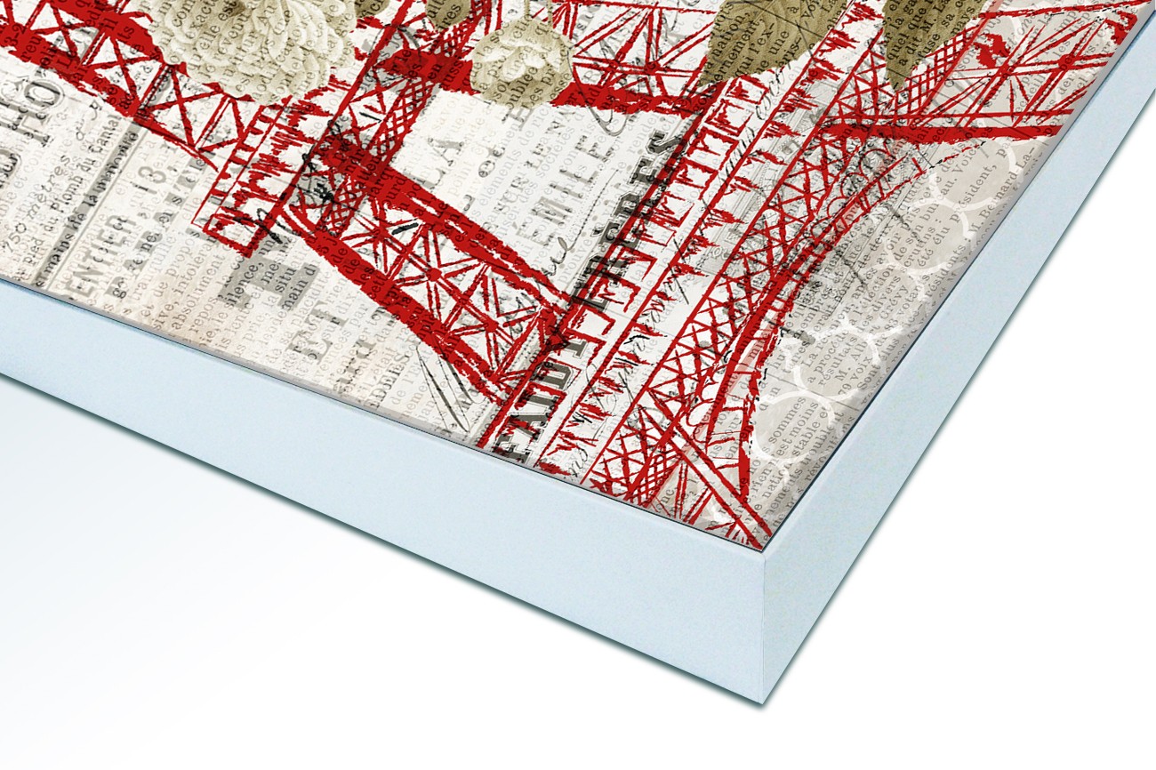 Close up textieldoek in frame gemonteerd wit