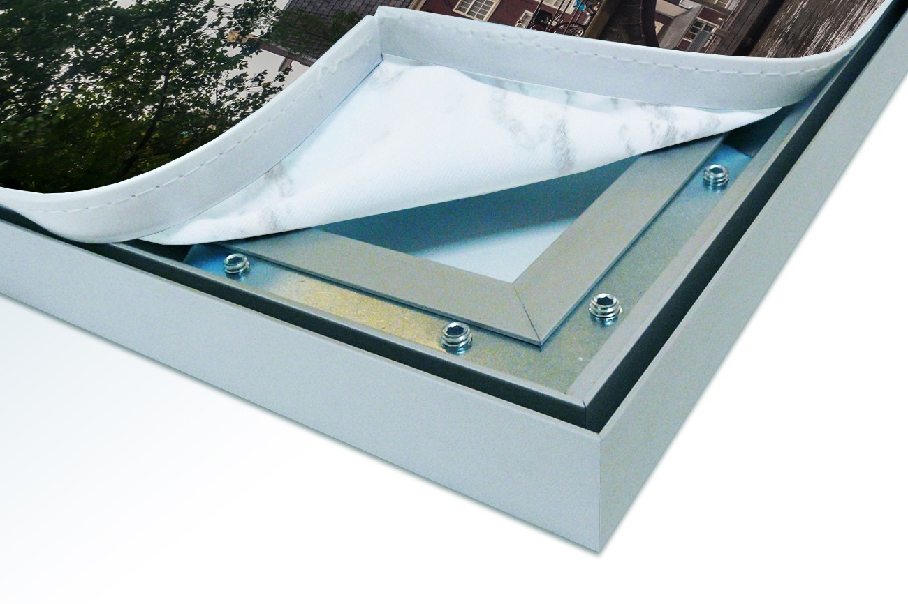 Close up textieldoek in frame los