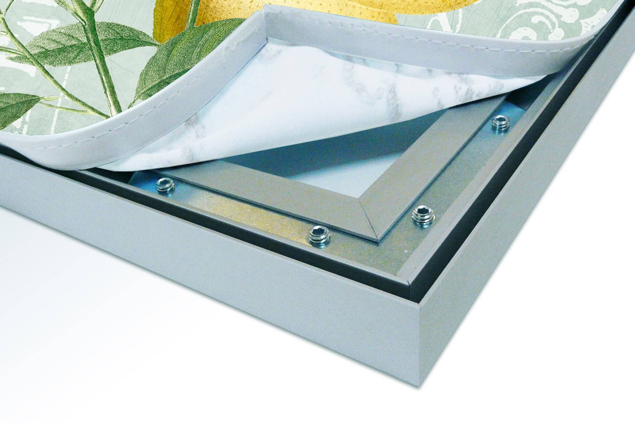 Close up textieldoek in frame los