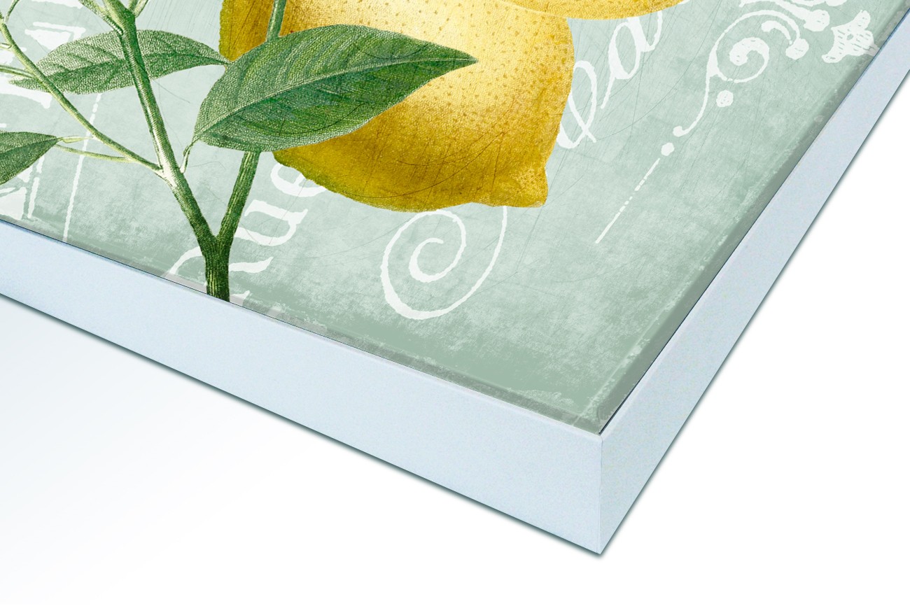 Close up textieldoek in frame gemonteerd wit