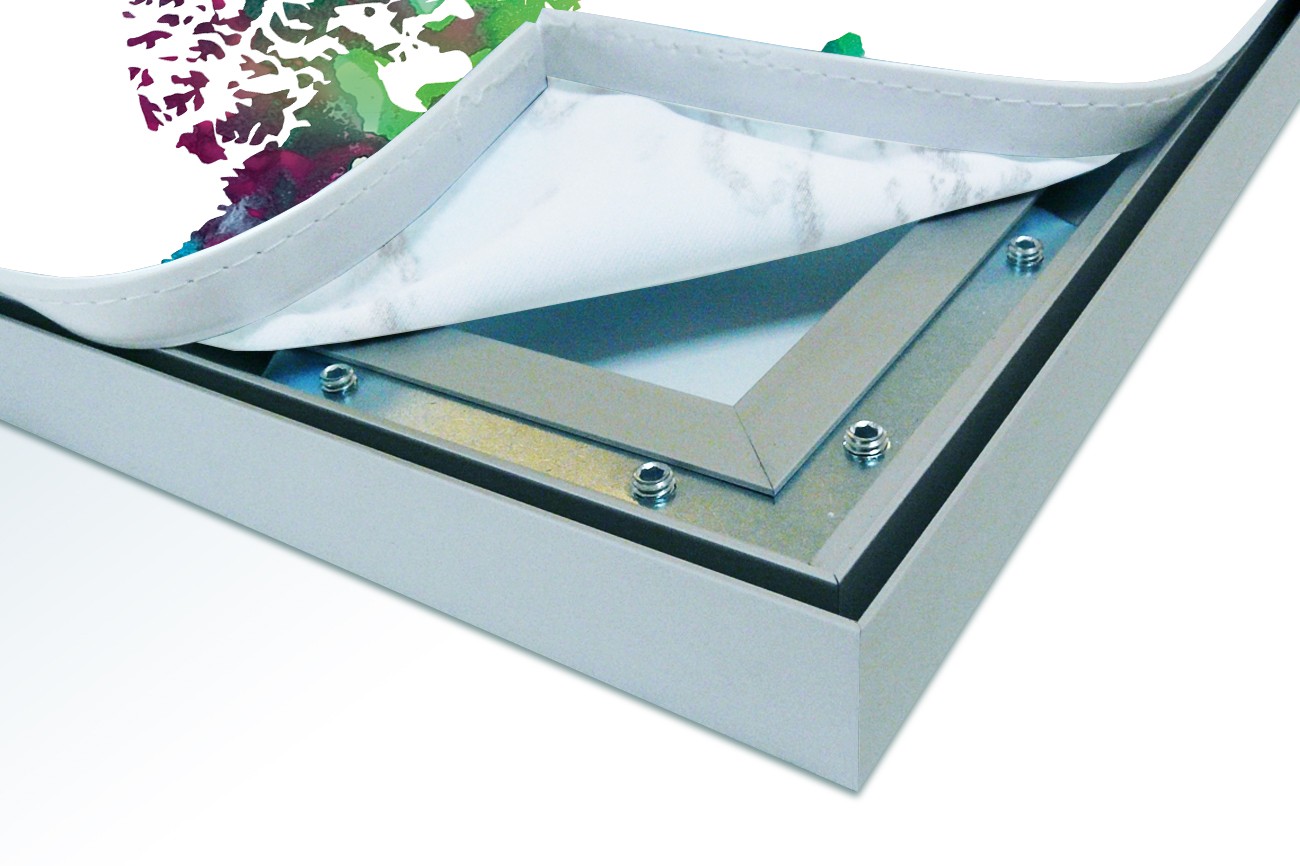 Close up textieldoek in frame los