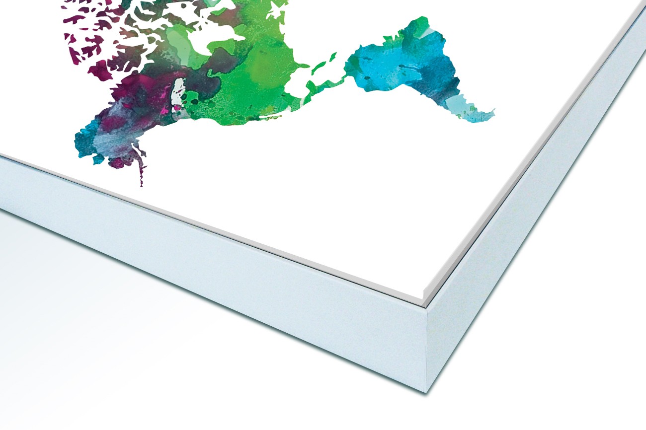 Close up textieldoek in frame gemonteerd wit