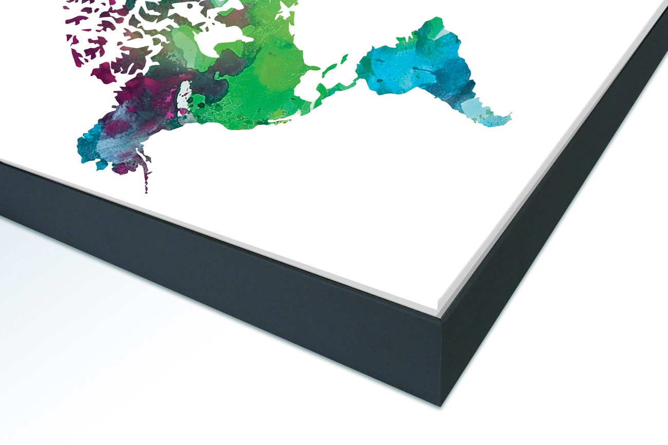 Close up textieldoek in frame gemonteerd zwart