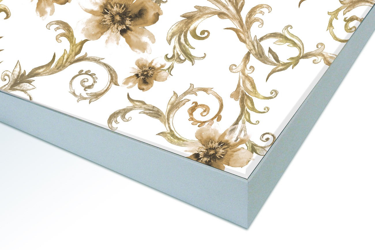 Close up textieldoek in frame gemonteerd