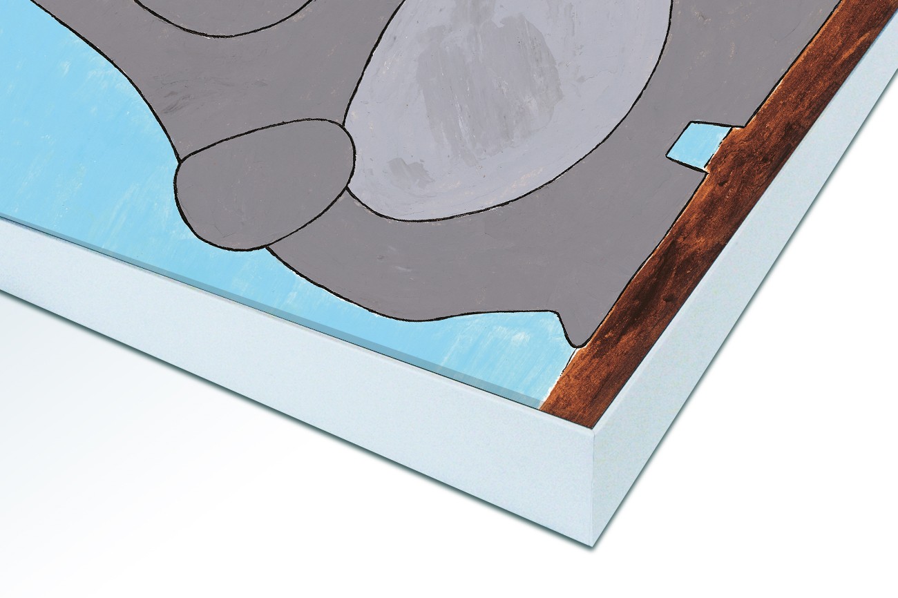 Close up textieldoek in frame gemonteerd wit