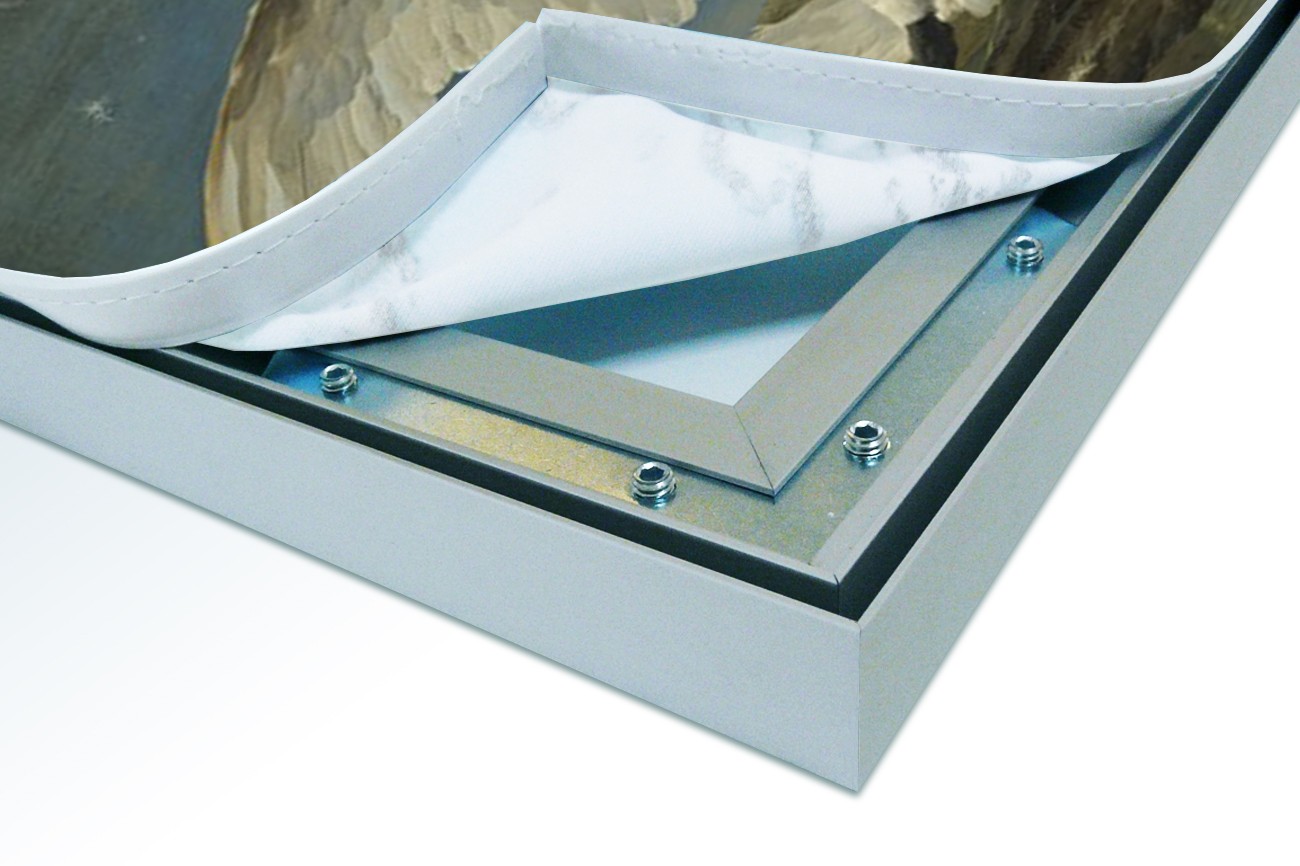 Close up textieldoek in frame los