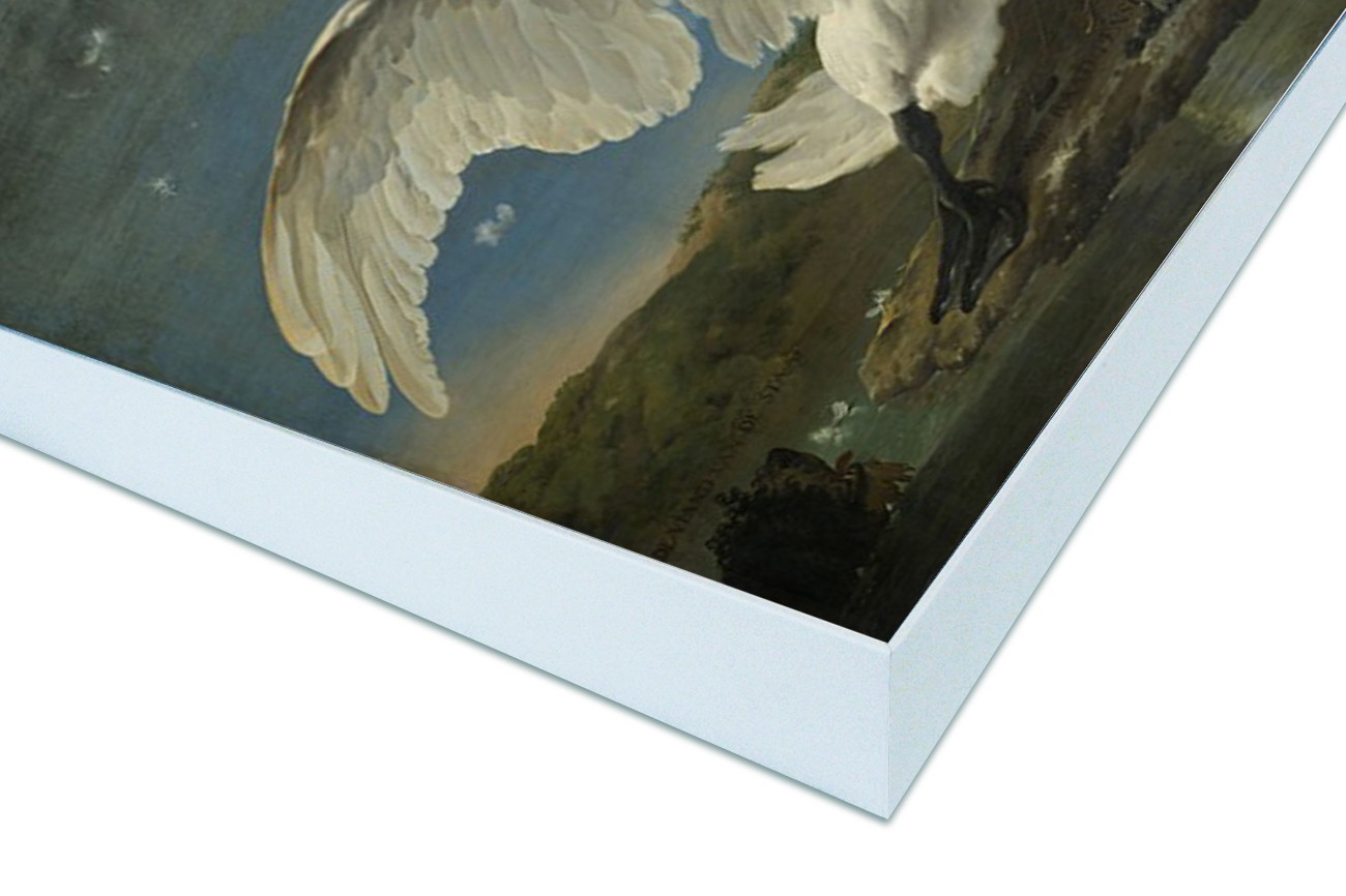 Close up textieldoek in frame gemonteerd wit