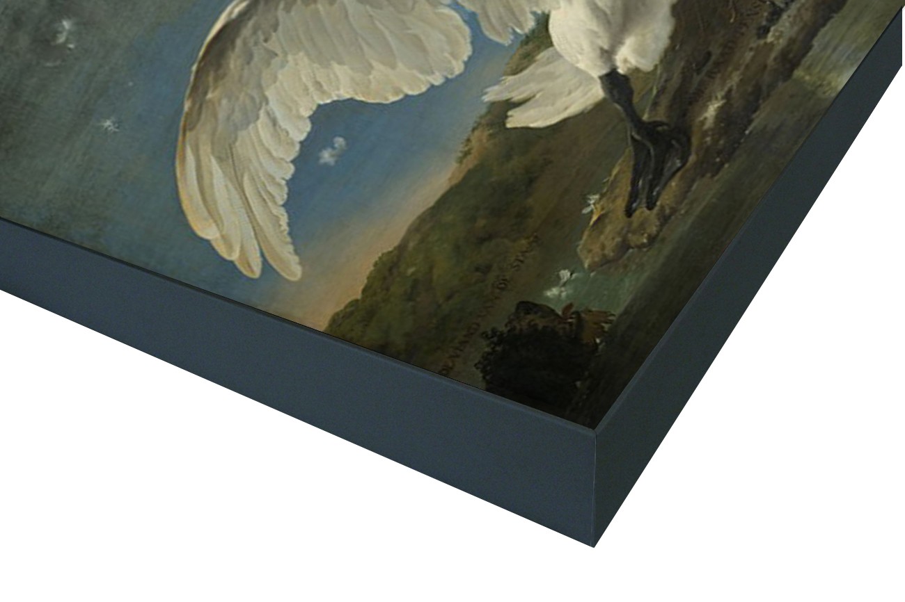 Close up textieldoek in frame gemonteerd zwart