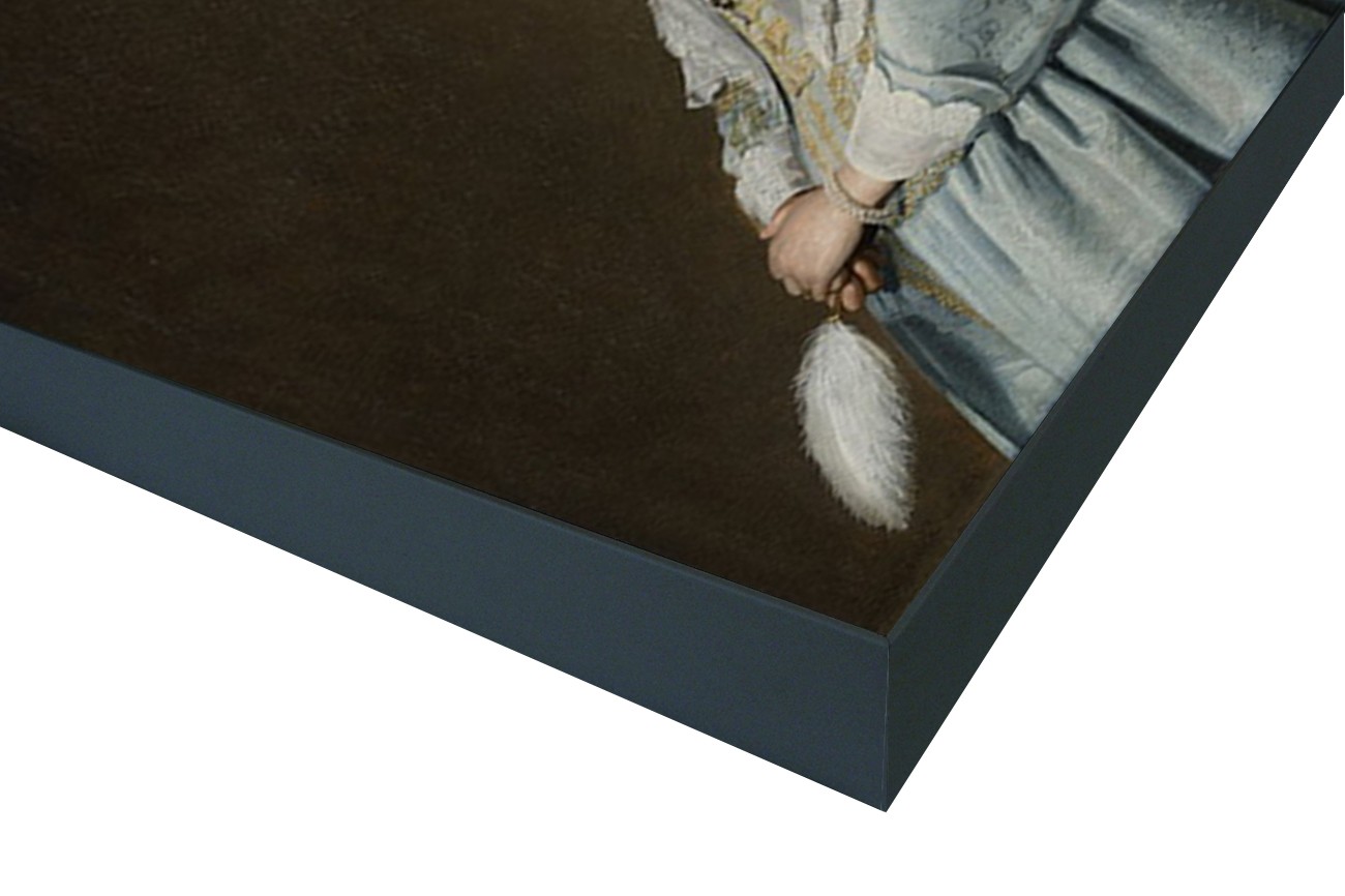 Close up textieldoek in frame gemonteerd zwart