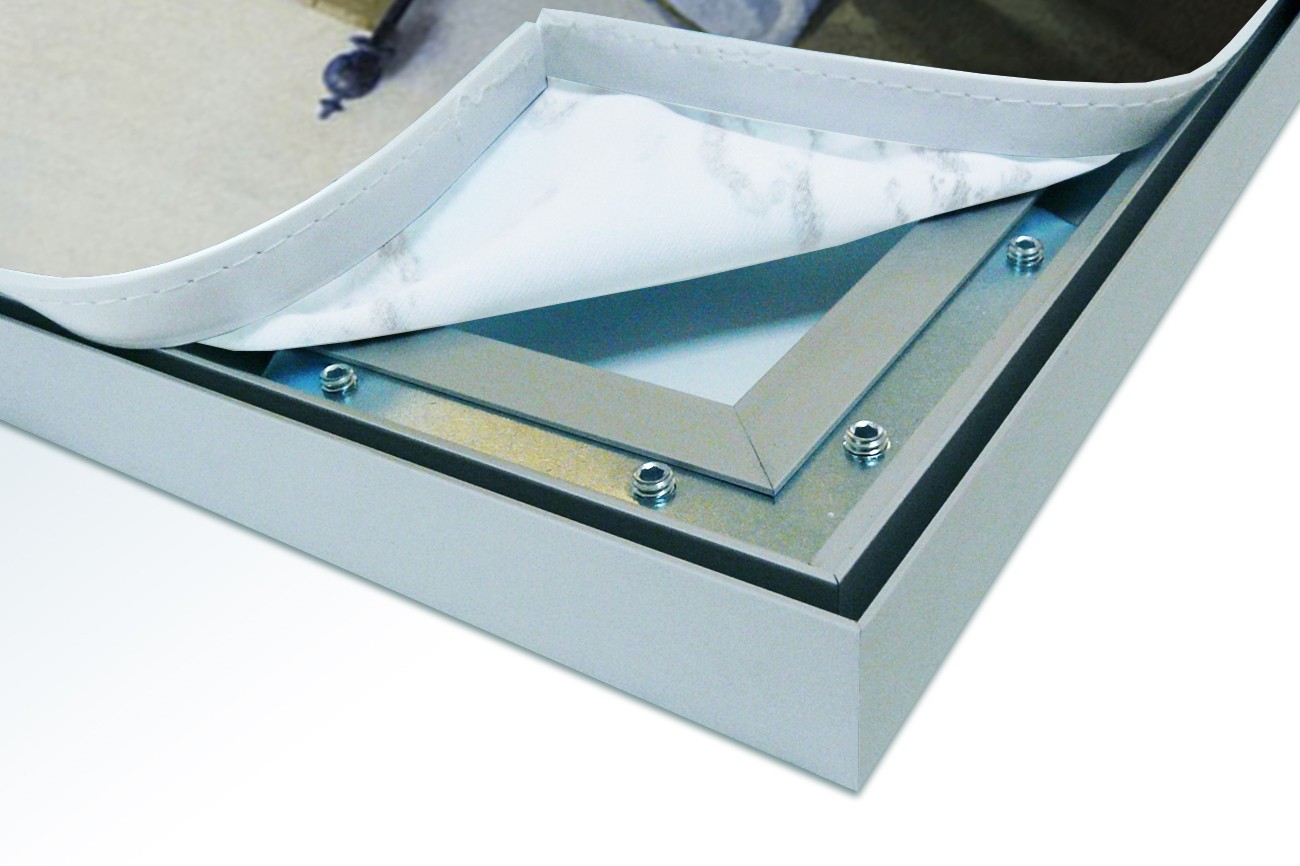 Close up textieldoek in frame los