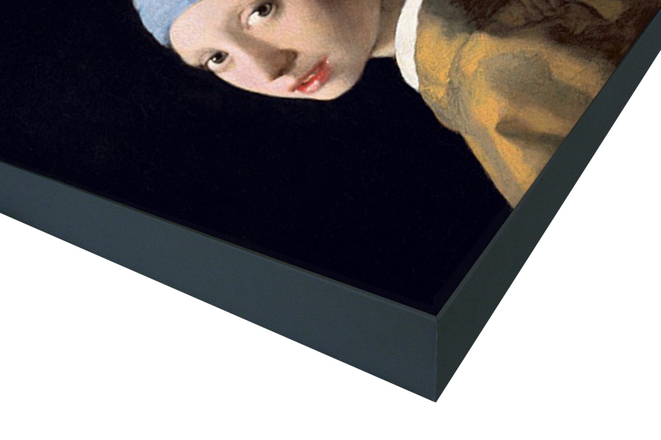 Close up textieldoek in frame gemonteerd zwart