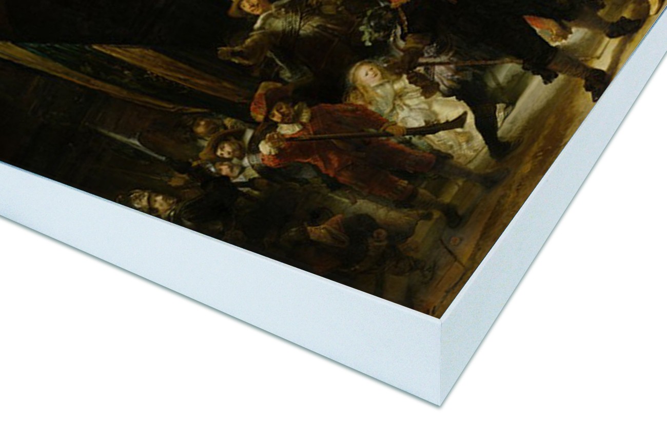 Close up textieldoek in frame gemonteerd wit