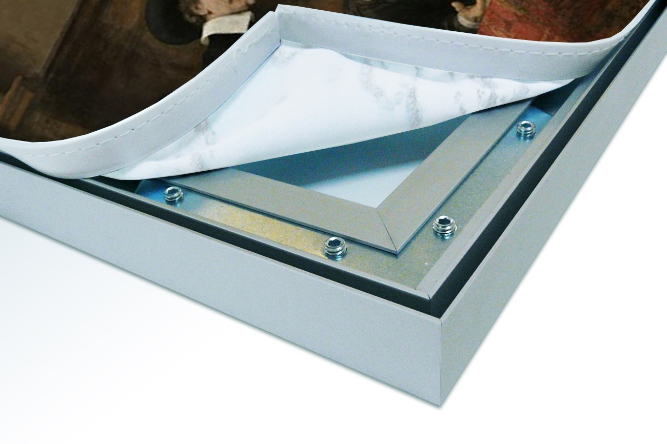 Close up textieldoek in frame los