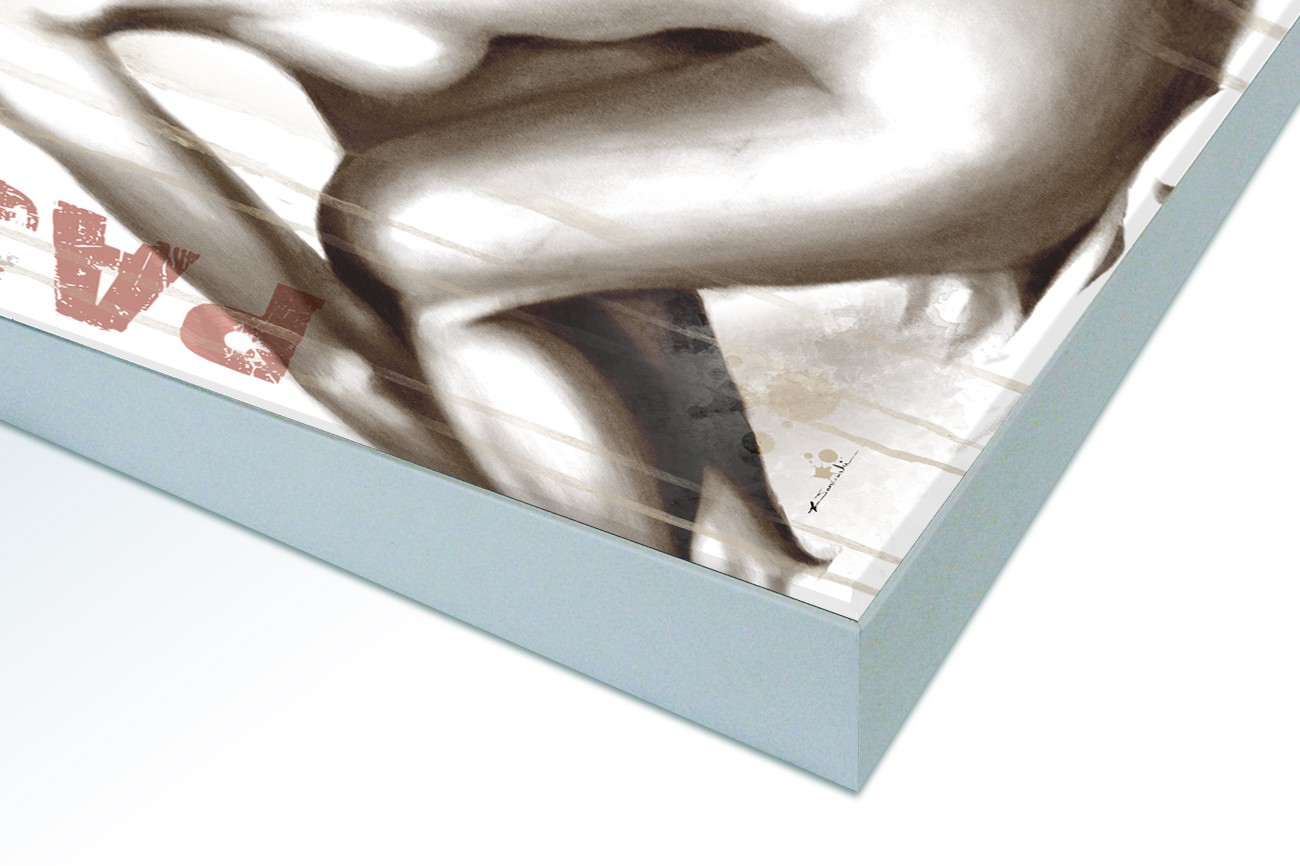 Close up textieldoek in frame gemonteerd