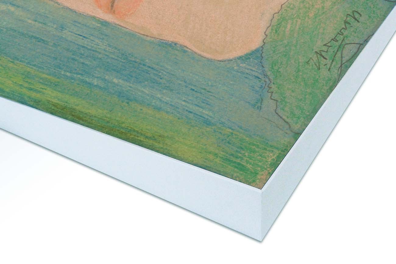 Textieldoek gemonteerd in frame wit