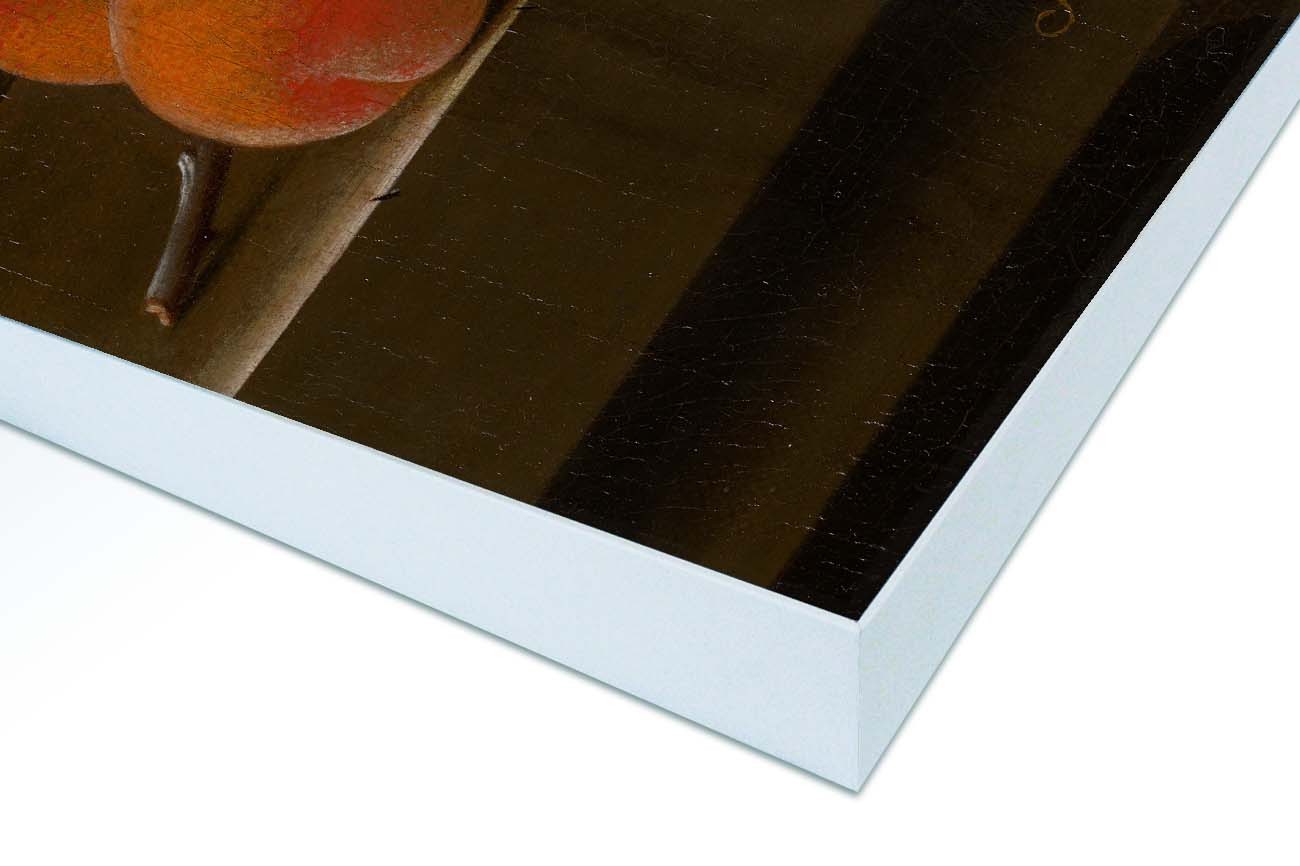 Close up textieldoek gemonteerd in frame wit