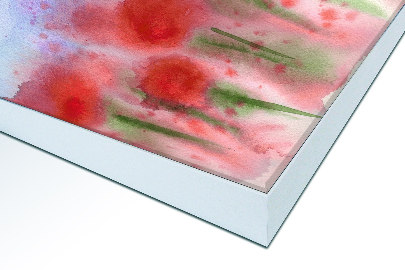 Close up textieldoek in frame gemonteerd wit