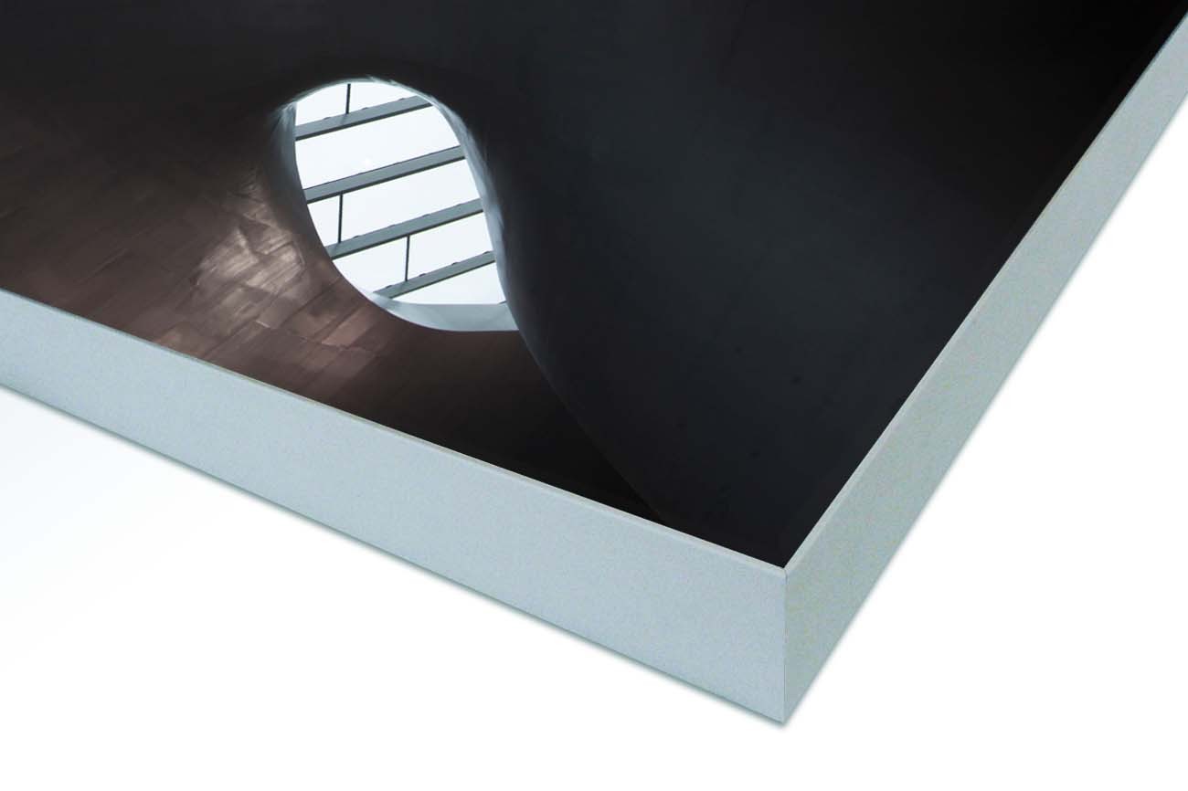 Close up textieldoek gemonteerd in frame zilver