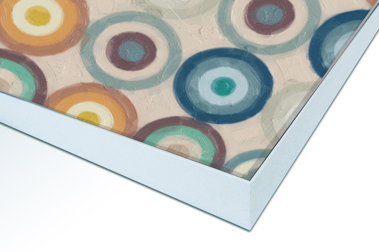 Close up textieldoek in frame gemonteerd wit