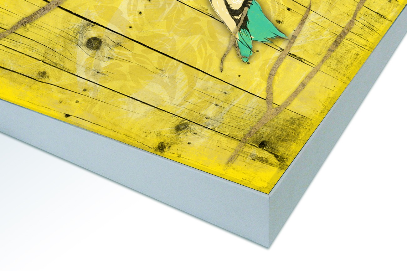 Close up textieldoek in frame gemonteerd