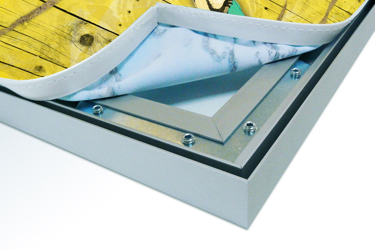 Close up textieldoek in frame los