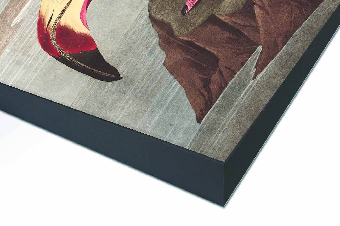 Close up textieldoek gemonteerd in frame zwart