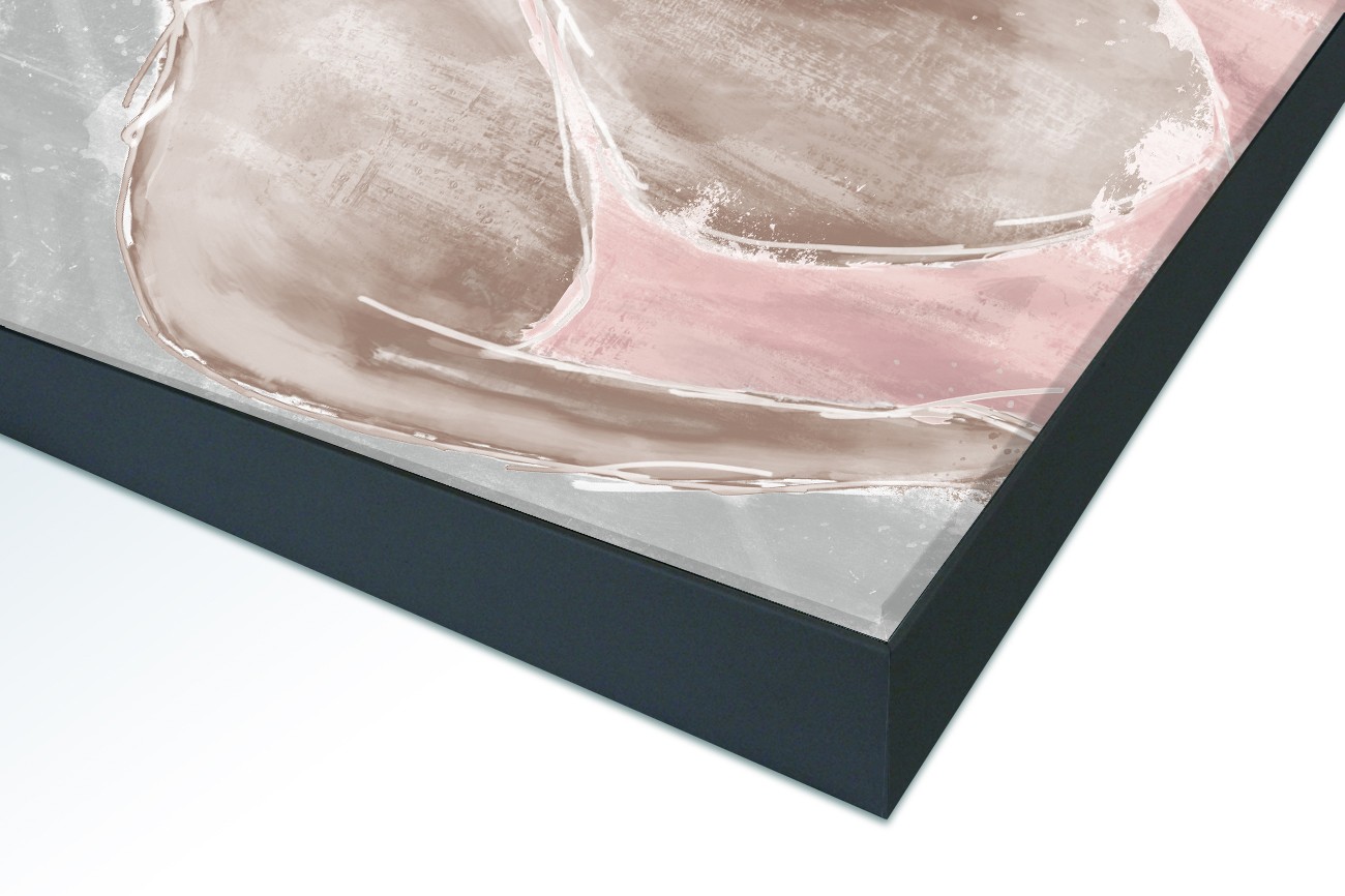 Close up textieldoek in frame gemonteerd zwart