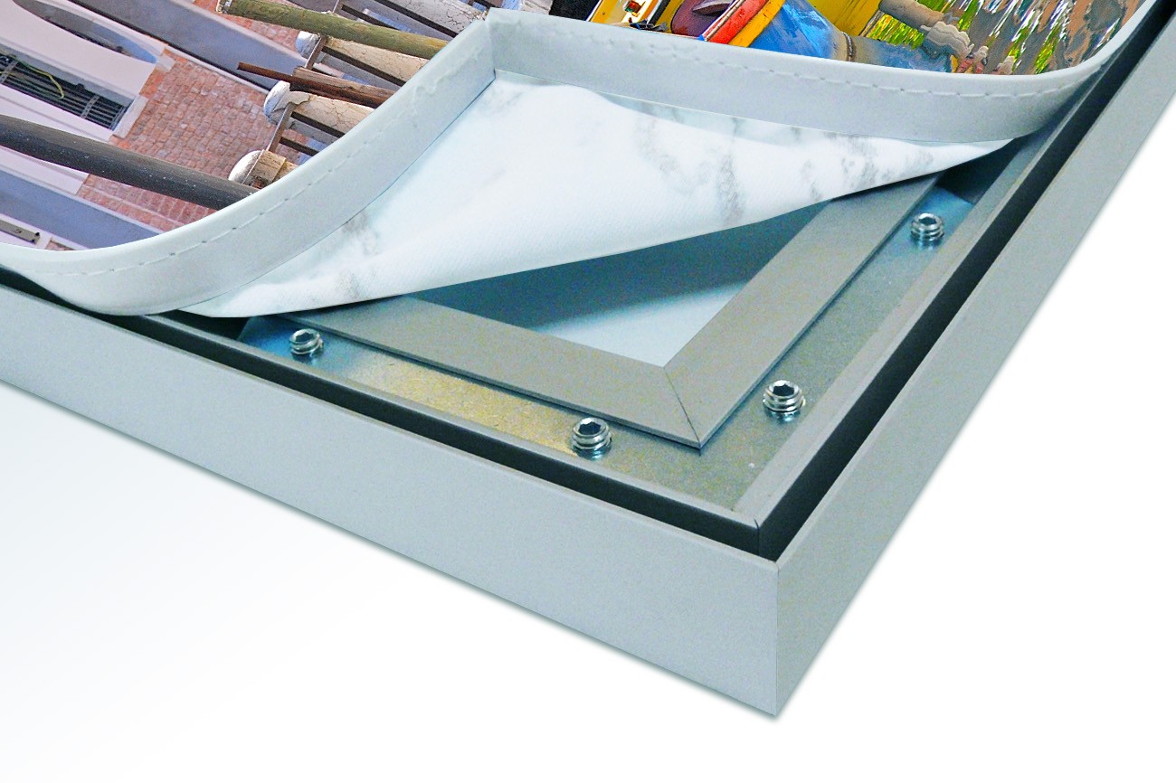 Close up textieldoek in frame los