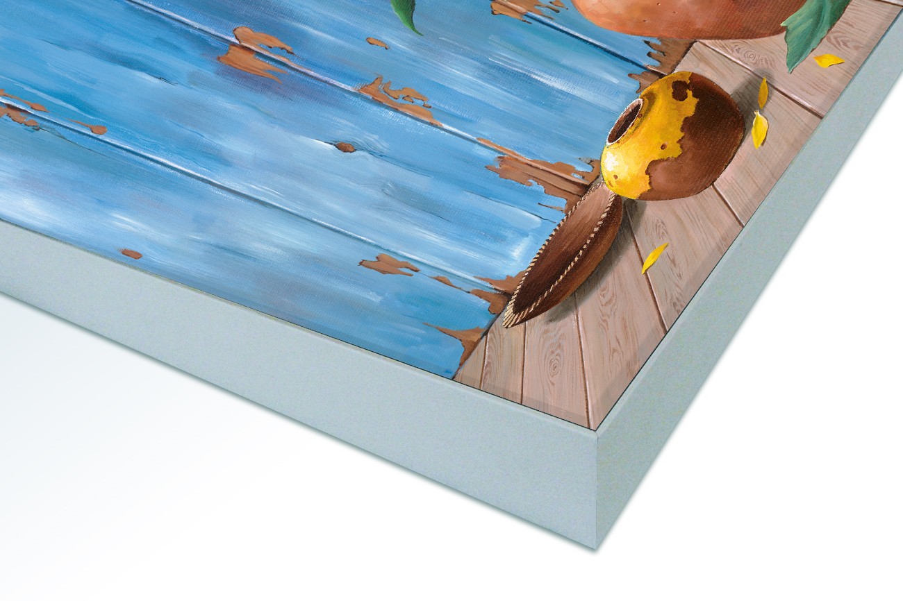 Close up textieldoek in frame gemonteerd