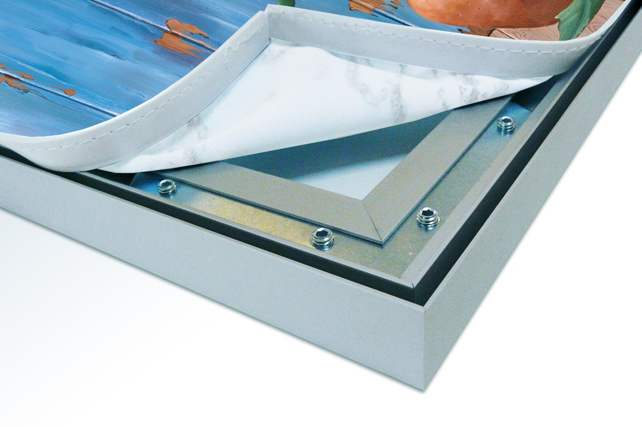 Close up textieldoek in frame los