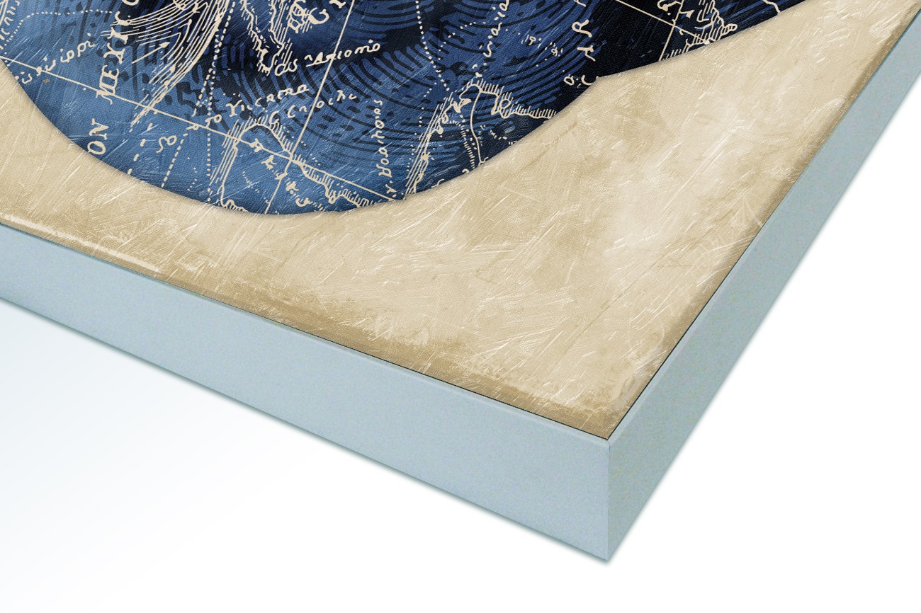 Close up textieldoek in frame gemonteerd