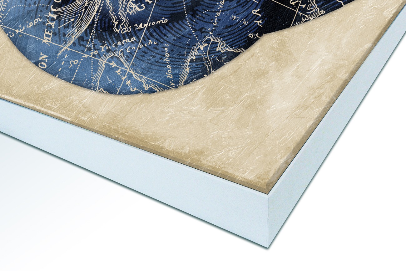 Close up textieldoek in frame gemonteerd wit