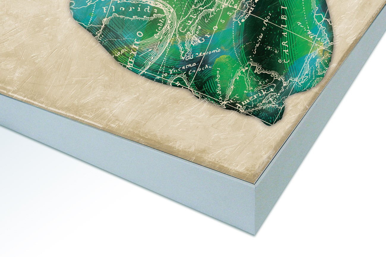 Close up textieldoek in frame gemonteerd