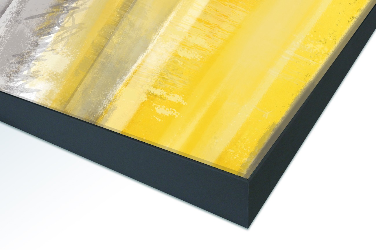 Close up textieldoek in frame gemonteerd zwart