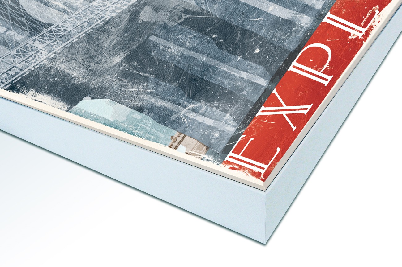 Close up textieldoek in frame gemonteerd wit