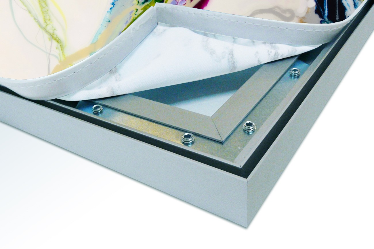 Close up textieldoek in frame los