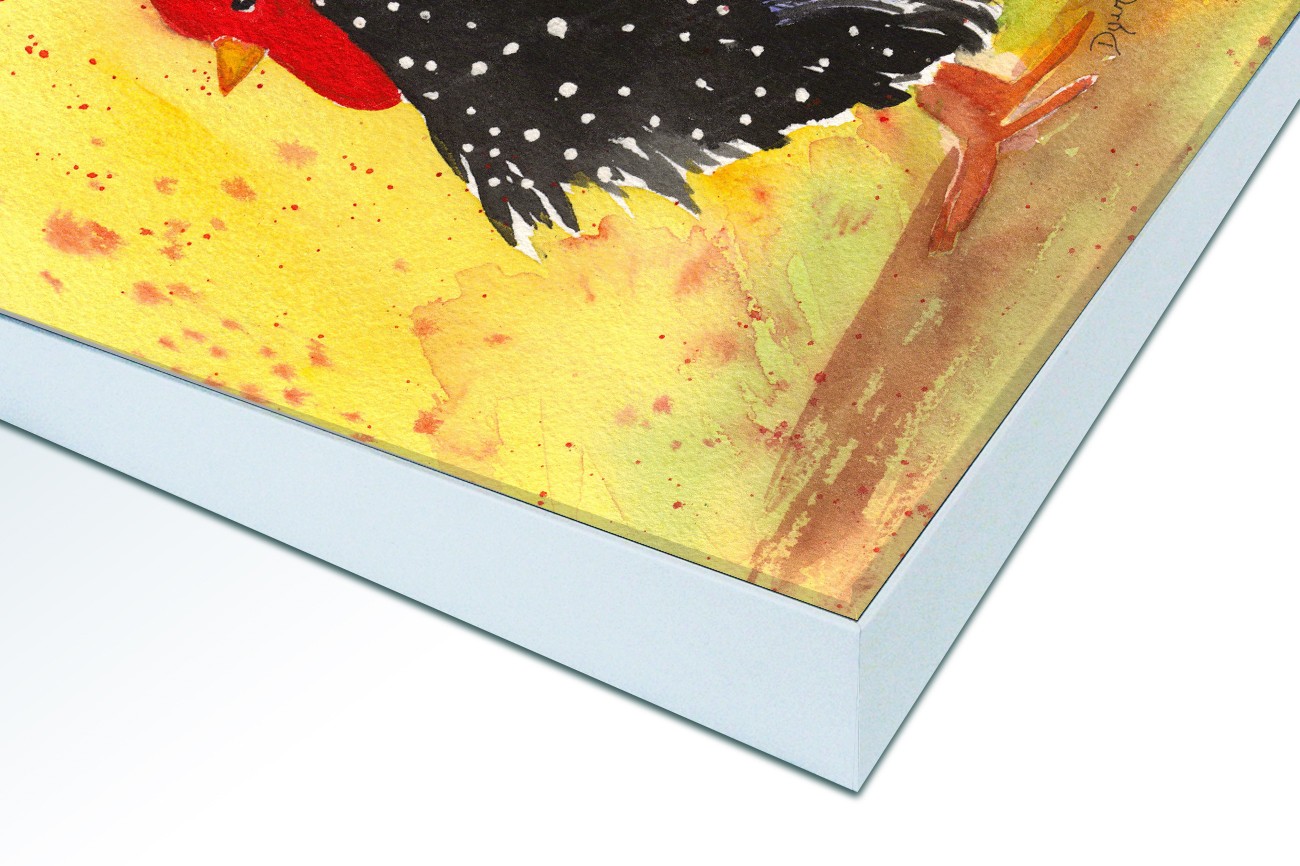 Close up textieldoek in frame gemonteerd wit