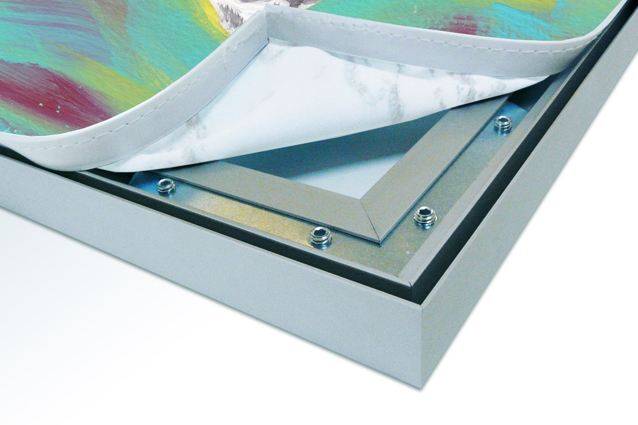 Close up textieldoek in frame los