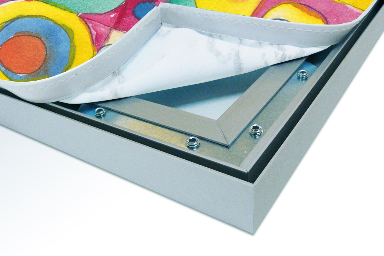 Close up textieldoek in frame los