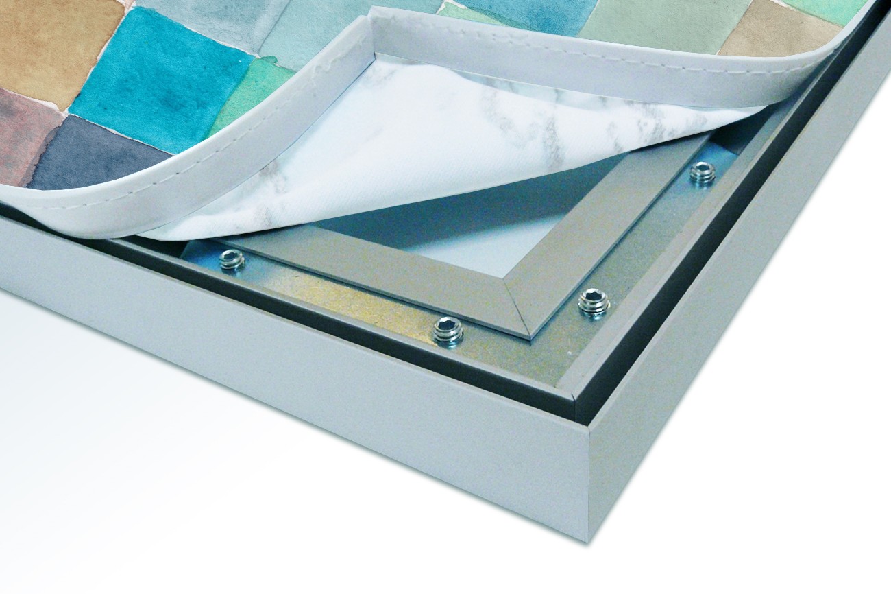 Close up textieldoek in frame los