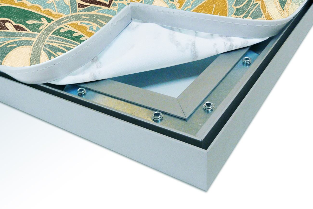 Close up textieldoek in frame los