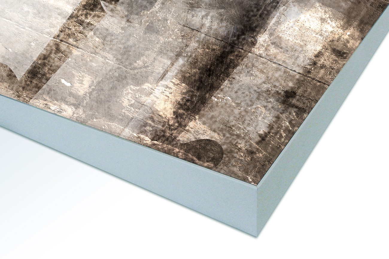 Close up textieldoek in frame gemonteerd