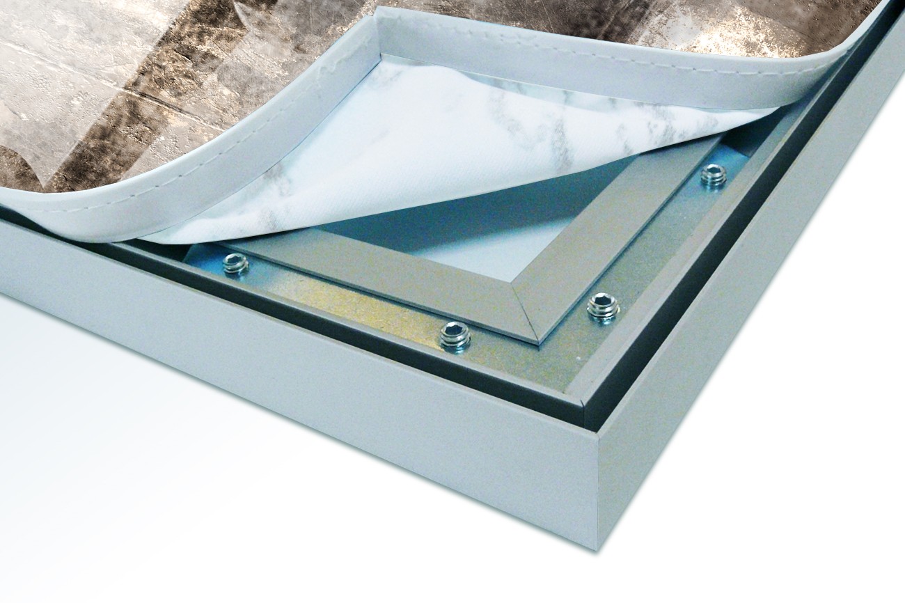 Close up textieldoek in frame los