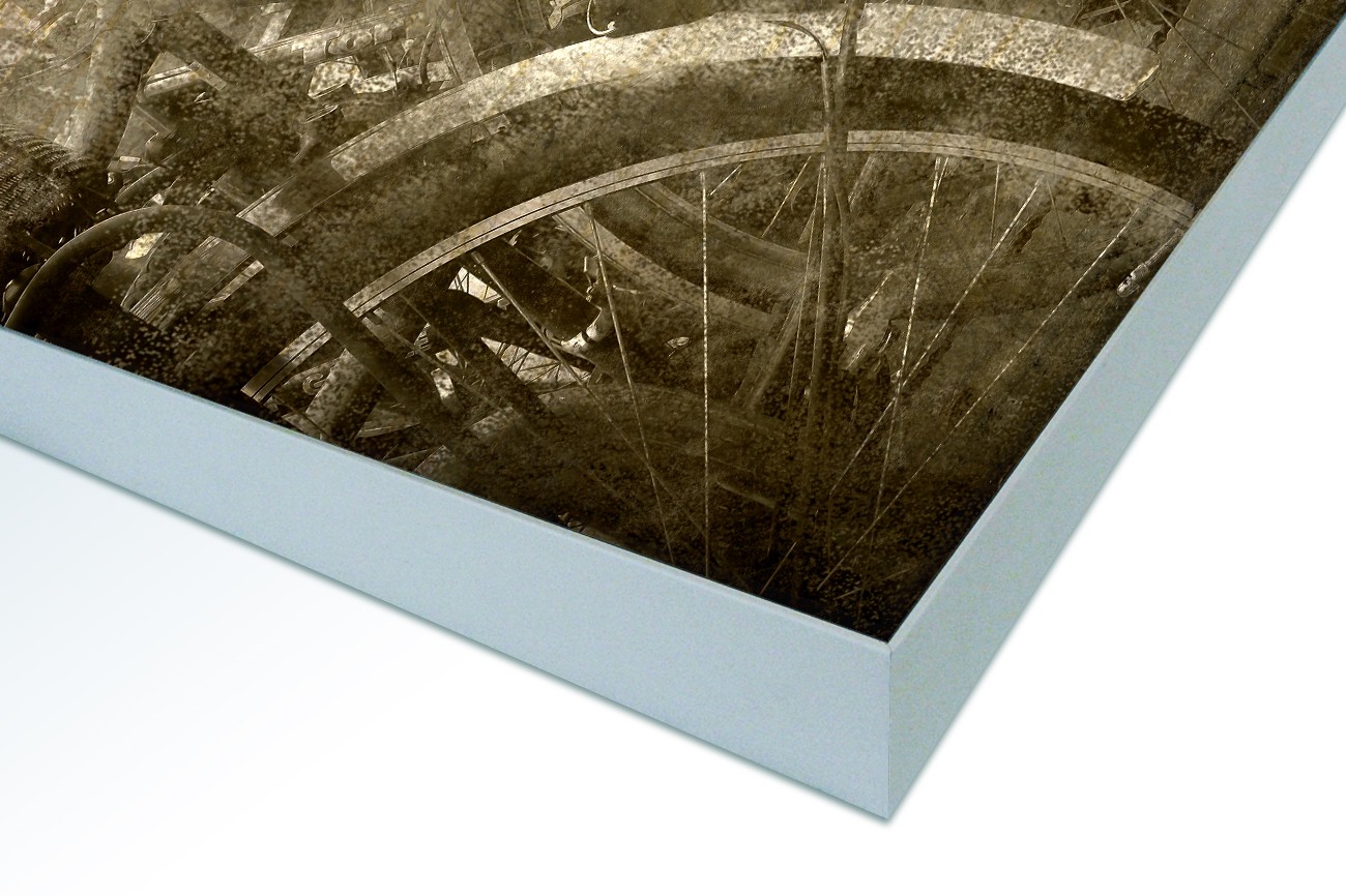 Close up textieldoek in frame gemonteerd