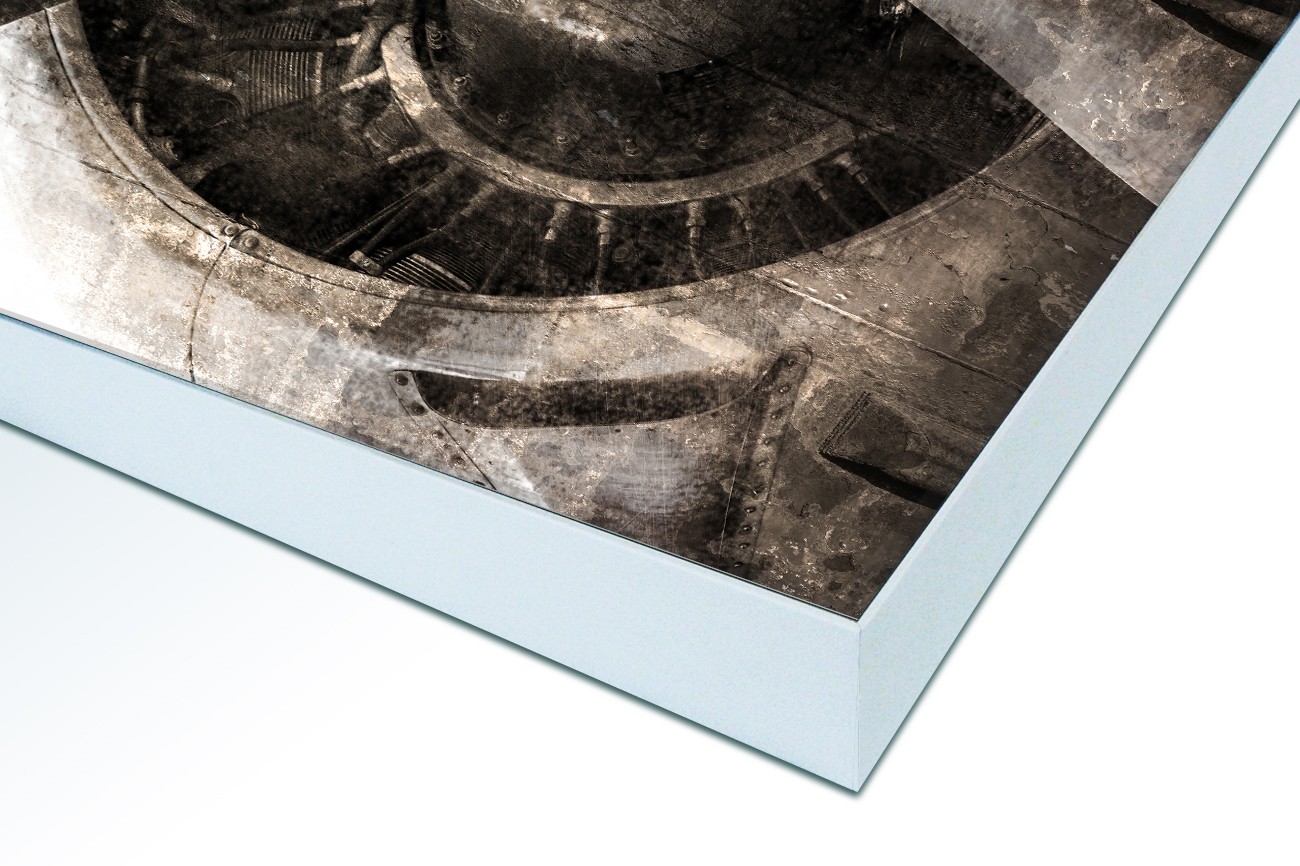 Close up textieldoek in frame gemonteerd wit