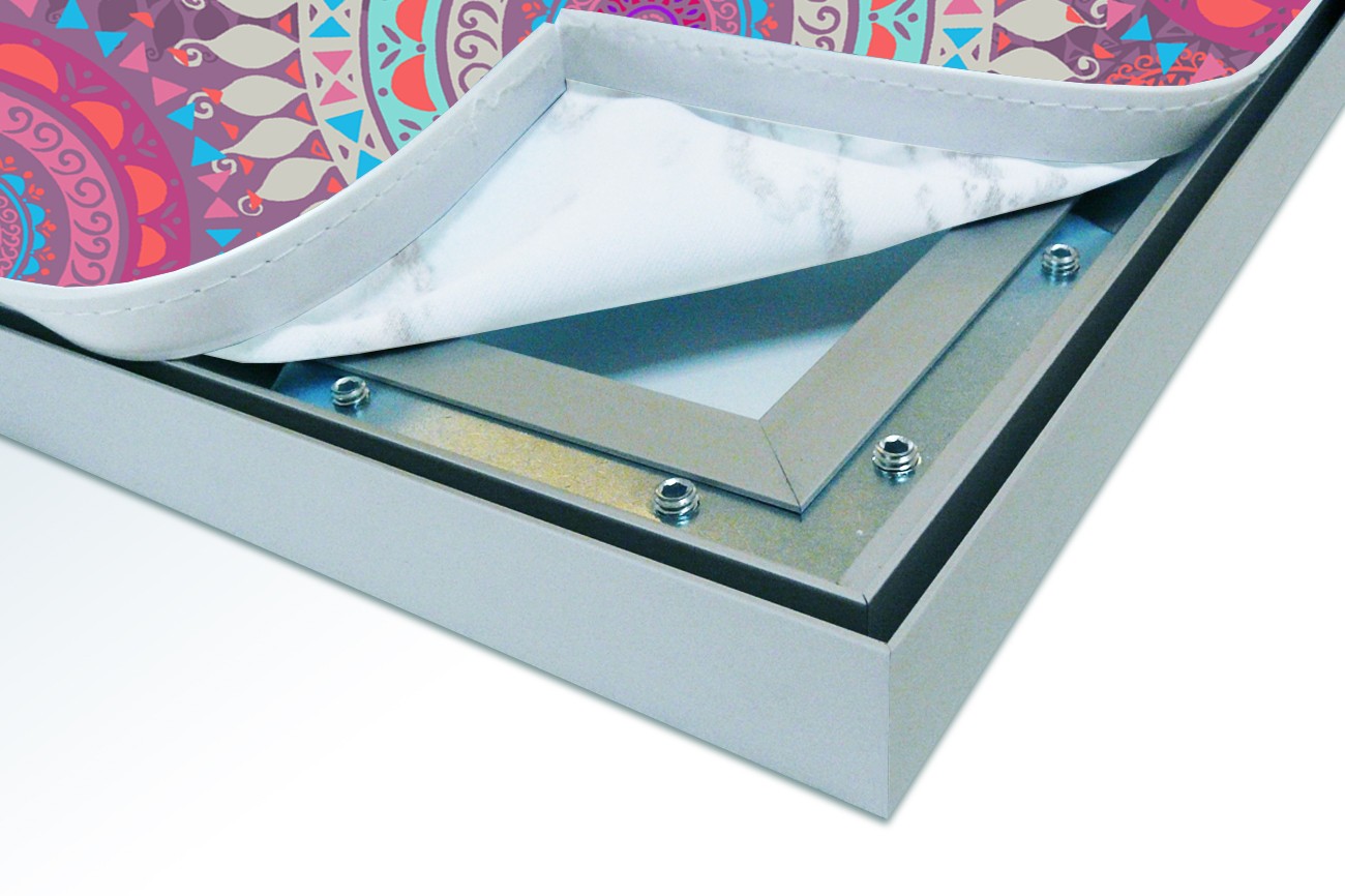 Close up textieldoek in frame los