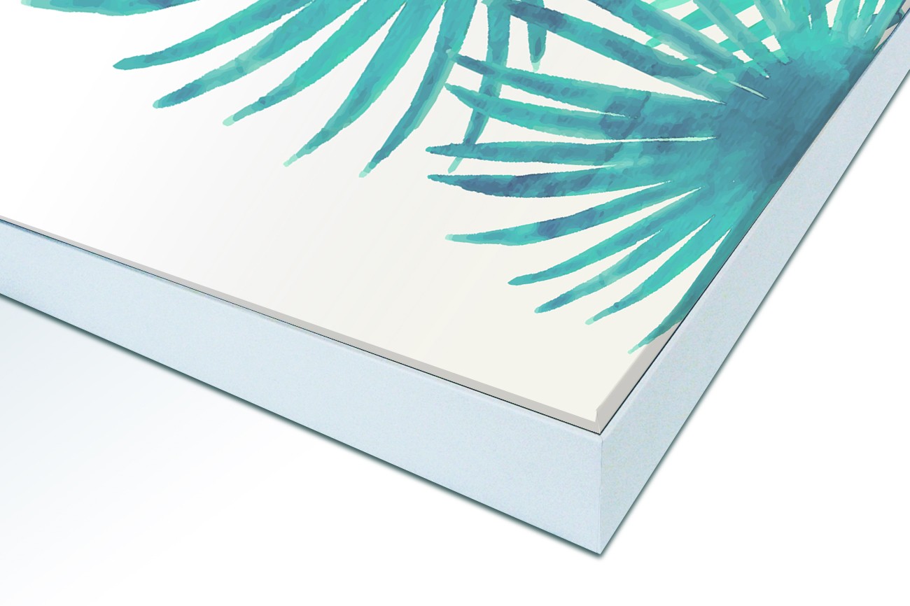 Close up textieldoek in frame gemonteerd wit