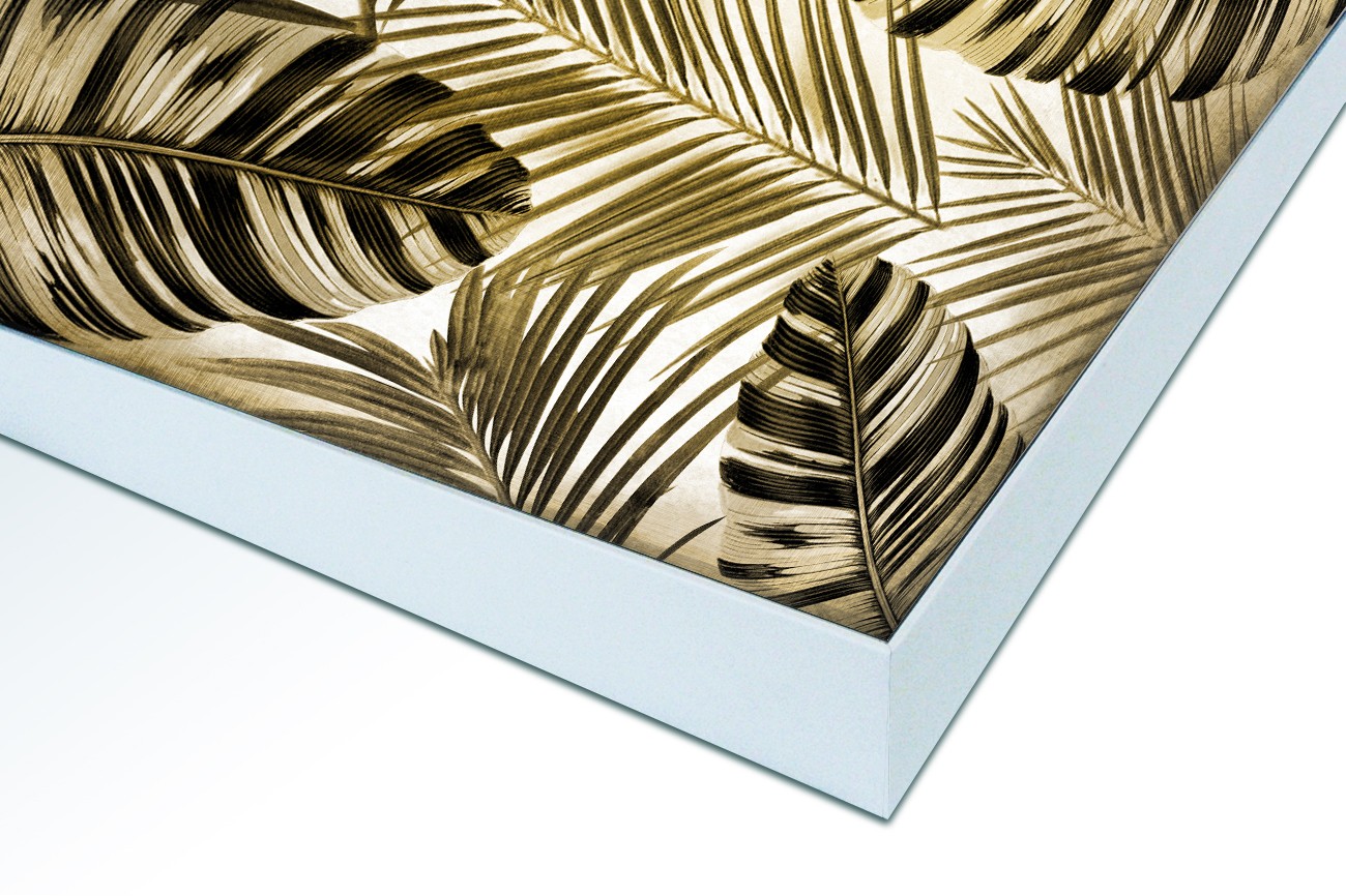 Close up textieldoek in frame gemonteerd wit