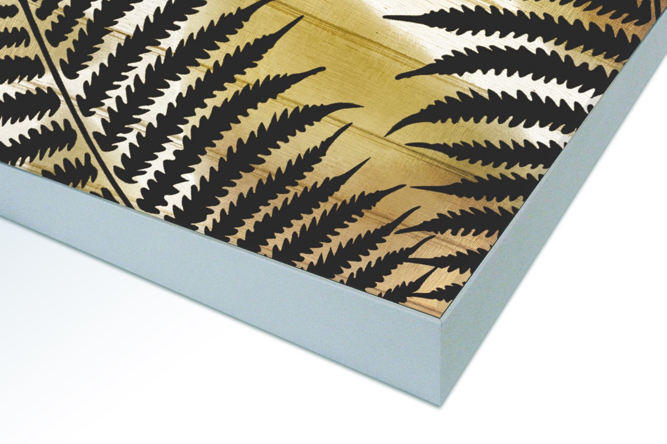 Close up textieldoek in frame gemonteerd